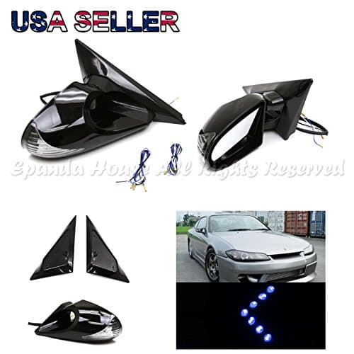 For 03-07 Scion Xb Bb Side Wing Power Mirrors Red/Blue Led Signal+Blue Arrowl/R