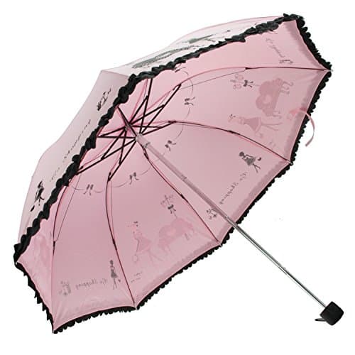 Doshop Lightweight Strong Compact Folding Parasol Wind Resistant Anti-UV Rain / Sun Travel Flowers Womens Umbrella, foldable Dome brolly Umbrella