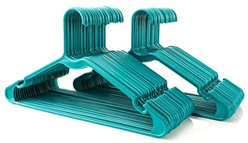 50 pc Green Tubular Plastic Clothes Hanger Sets – Space Saving - Perfect for Dresses, Blouses and Pants - Work Great for Shirts, T-Shirts, Scarves and Pants