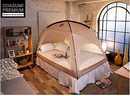 DDASUMI Warm Tent for Double Bed without Floor (Brown)