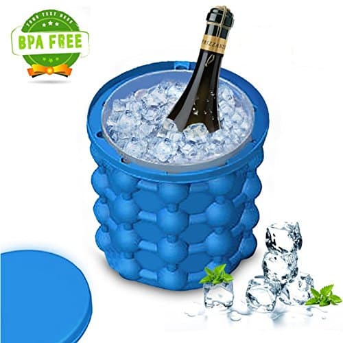 iRookie Silicone Ice Cube Maker Genie - Revolutionary Space Saving Ice Cube Molds - Ice bucket for Chilling Whiskey, Cocktail, Beverages