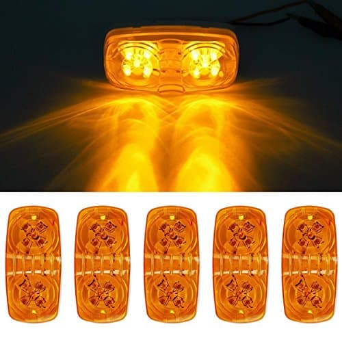 trailer lights,waterproof FIVE Trailer Marker LED Light Double Bullseye Amber 10 Diodes Clearance Light 1 year warranty