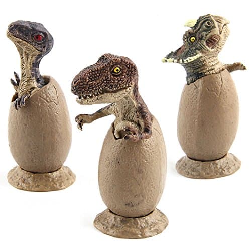 Dearmy 3pcs Hatching Eggs Educational Jurassic Dinosaur Action Figures PVC Toys Set Model Ornaments Birthday Gifts for Kids Boys Collection (3pcs)