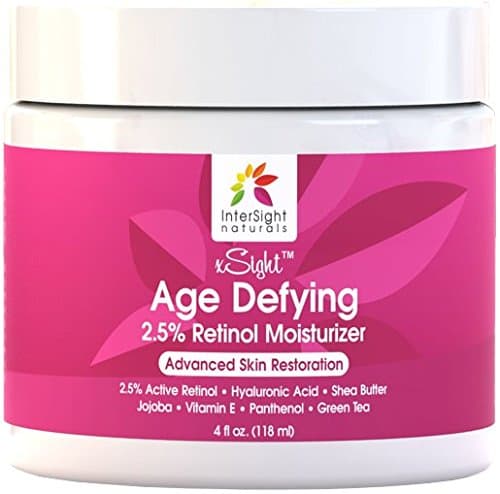InterSight Retinol Cream Moisturizer for Face - HUGE 4 oz Premium Organic Anti Aging Formula Includes 2.5% Retinol, Shea Butter, Hyaluronic Acid & Jojoba Oil - Best Anti Wrinkle - Day & Night