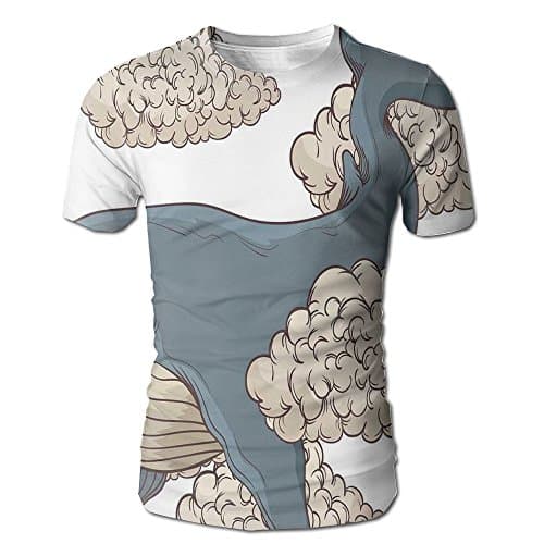 Edgar John Whale Hovering On Sky Clouds Animal Fish Marine Life Nautical Sea Graphic Men's Short Sleeve Tshirt L