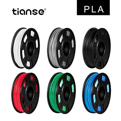 TIANSE PLA 3D Printer Filament 1.75mm, Dimensional Accuracy +/- 0.03 mm, 6 Colors, 1800g