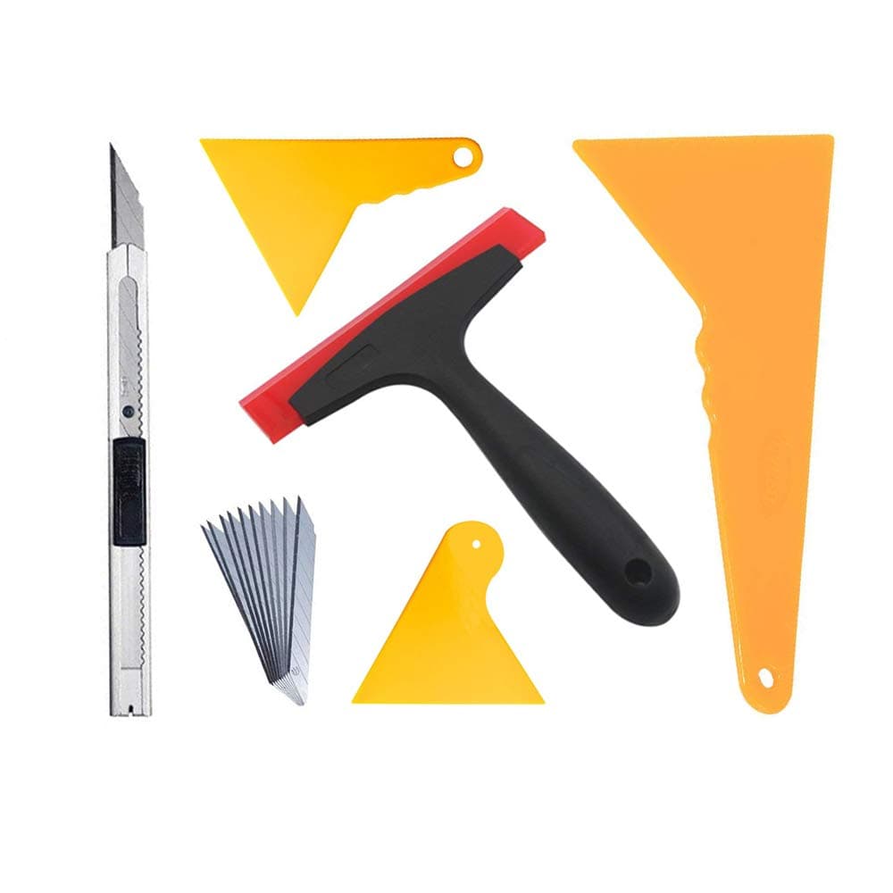 CHwares Vinyl Tinting Squeegee Kit for Car Windshield and Window Film Wrapping, Decal Application with Water Wiper, PP Squeegee and Utility Knife，Set of 6
