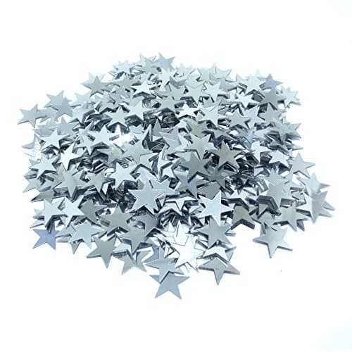SarSean 45 Gram / 1.5 Ounce Sequin Metallic Silver Confetti for Party Decorations, 10mm Star