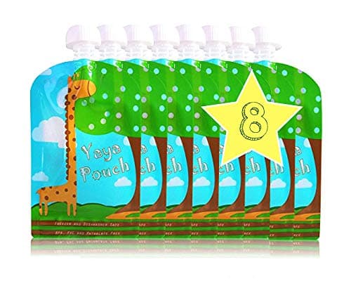 Reusable Food Pouch (8 Pack) 5 oz Squeeze Pouches Refillable BPA Free Pouch for Baby and Toddlers