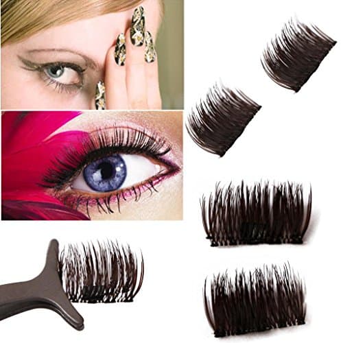 Magnetic Eye Lashes, Fullyu Ultra-thin 0.2mm 3D Reusable False Magnet Eyelashes (Brown)