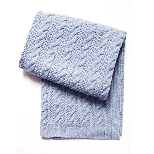 Esteffi Cable Knit Wool Blend Baby Blanket, Blue