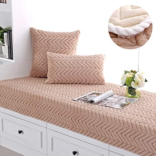 WSFJ Bay Window pad,Window sill pad Plush Bay Window Blanket Tatami Cushion Balcony pad Solid Color Machine Washable-F 80x180cm(31x71inch)