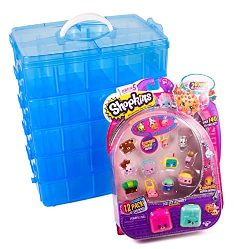 LifeSmart Stackable Storage Container. Blue, with Shopkins Season 5, 12-Pack