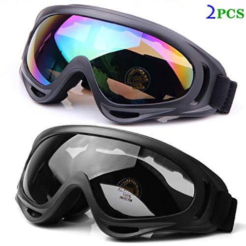 Ski Goggles Snowboard Adjustable UV Protective Motorcycle Riding Goggles for Men, Women &amp; Youth, With UV 400 Protection, Wind Resistance, Anti-Glare Lenses (Multicolor and Gray)