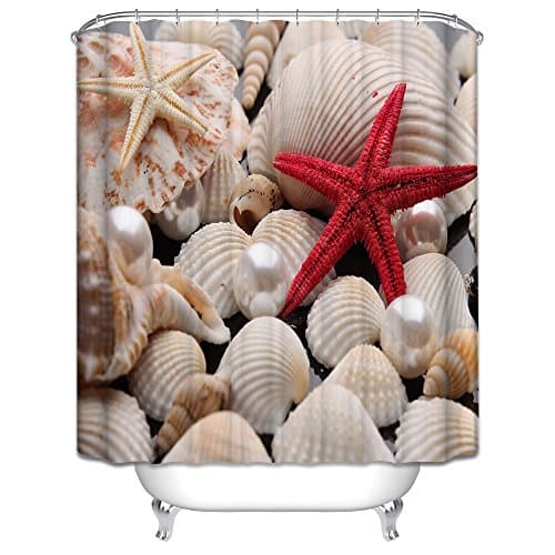 Artsplaza Polyester Sea Starfish And Shell Bathroom Curtains Width X Height / 72 X 80 Inches / W H 180 By 200 Cm Best Choice For Him Couples Boys Couples Father. Modern Design - Fabric