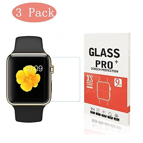 LUJI Apple iWatch 3 Tempered Glass Screen Protector Anti-scratch Anti-fingerprint Bubble-free Ultra-thin HD-clear Screen Protector for Apple iwatch 38mm[3-PACK]03