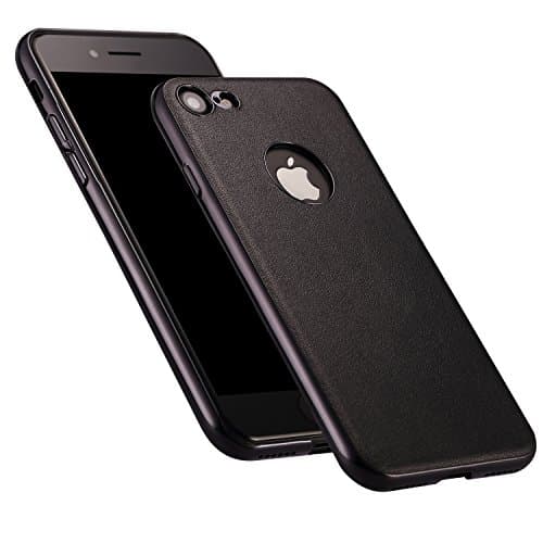 AmazingBull iPhone 7 / iPhone 8 (4.7 inch) Ultra-Thin PU Leather Hard case with Embedded Metallic Tablet, nanometer Electroplating Frame, Classic Design (Black)