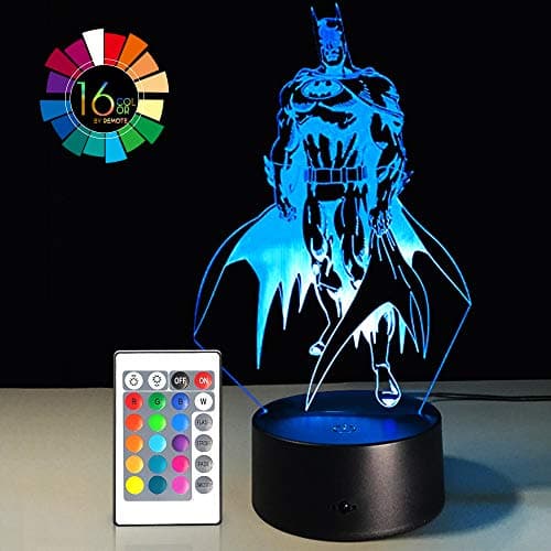 3D LED Night Light Lamps Illusion 3D Optical 7 Colors Touch Visual Lamp for Table Desk Home Decoration with Remote Controller (Batman)(1PC)