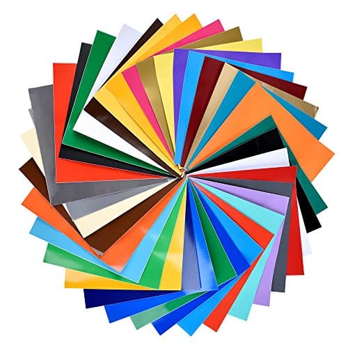 Permanent Backed Adhesive Vinyl Sheets - 12in x 12in - 40 Sheets in Assorted Colors - Glossy and Matte - Works with Cricut, Silhouette, and Other Cutters - Indoor and Outdoor Usage