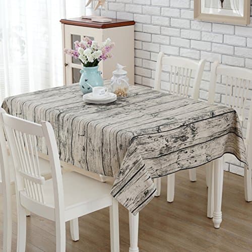 Yanyi Wood Rectangle Cotton Linen Table Cloth, Square Restaurant Table Covers for Dining Party Cafe, Heat and Moisture Resistance Tablecloths(5539in)