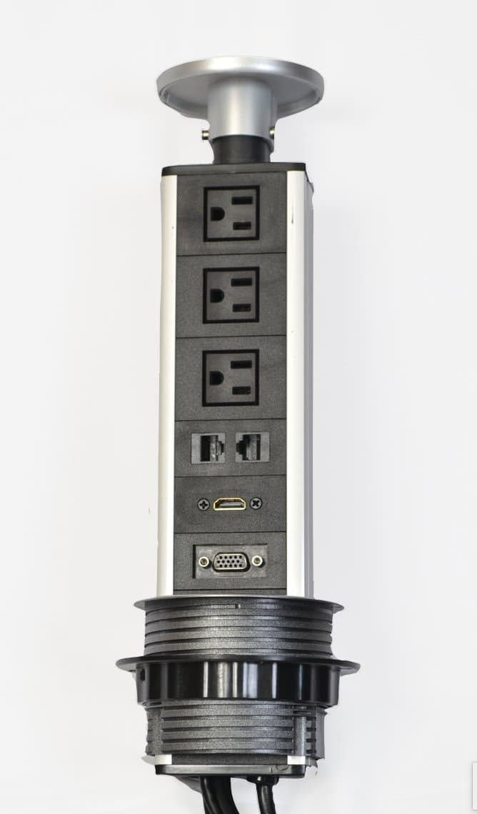 Yolkvisual Conference Table/Tabletop Connectivity Box 2AC Power（US）+ 2 RJ 45 + 1 HDMI + 1 VGA + 1 USBSliver