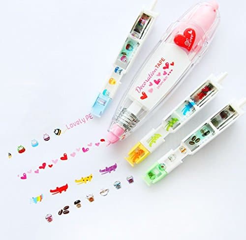 TTKBHHQ DIY Cute Creative Special Push-style design Correction Tape Set for Scrapbooking Greeting Card Letter Diary Stationery School Office Supplies (Add 3 Replaceable Cores),Pink