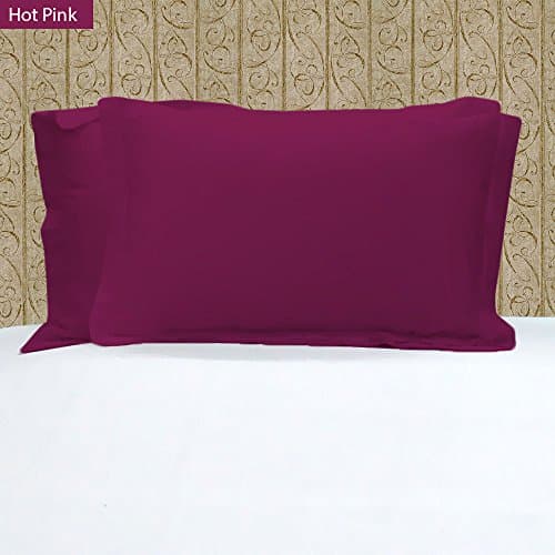 1-Pair-Pillow-Cases 400 Thread Count 100% Egyptian Cotton for Maximum Softness and Easy Care Solid Pattern All Size &amp; Colors ( King ,20" x 40" (50 x 101 cm) Hot Pink)