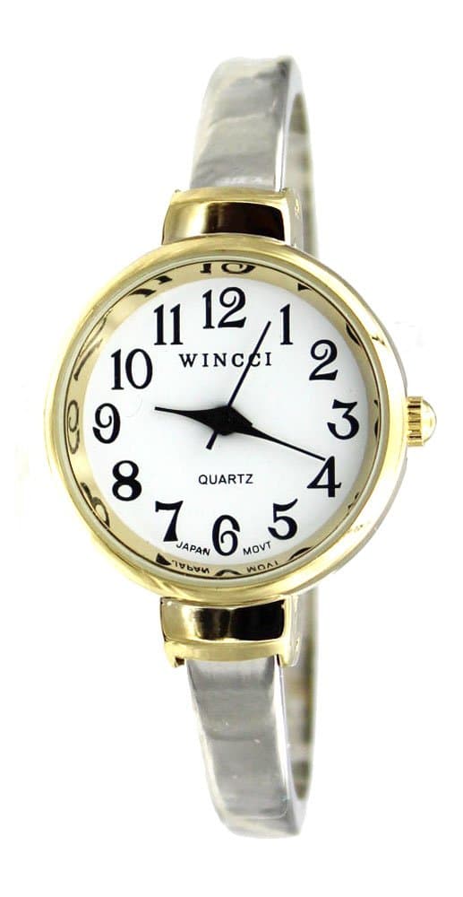 WincciWomen's Classic Easy Read Bangle Cuff Watch