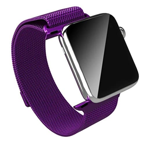 Touch Rage, Milanese Loop, Stainless Steel Mesh Strap, Magnetic Closure Clasp, Premium Band for Series 1 and Series 2 Apple Watch, 42mm, Purple