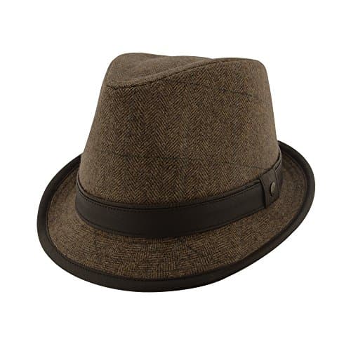 Ladies Wool Blend Herringbone Chocolate Warm Winter Fedora