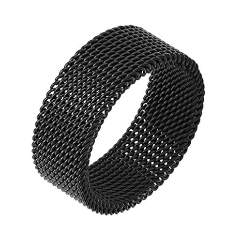 8MM Black Stainless Steel Mesh Ring (11)