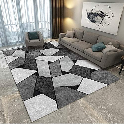 Enkoo Rectangular Large Carpet Black White Plaid Striped Living Room Modern Geometric Home Ddecoration Mat Mats for Bedroom Sofa Table Round Area Rugs Ultra Soft Girls kids (Size : 80cm*160cm)