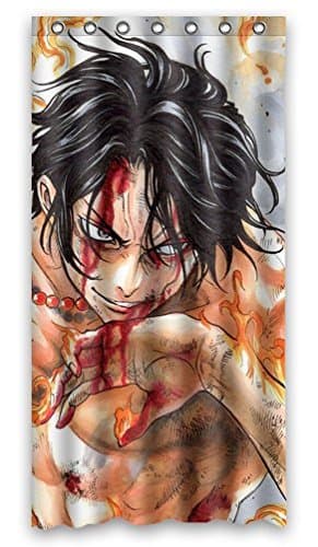 One Piece Ace Cool Fire Design Shower Curtain,36"(w) x 72"(h)