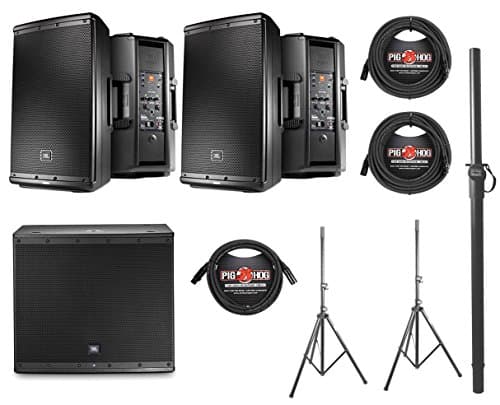 2x JBL EON612 1000 Watt Powered Active Speaker+JBL EON618S+Pole+Stands+Cables