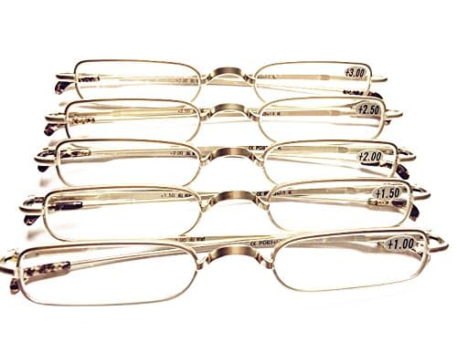 Slim reading glasses easy to carry,rectangular glasses stainless steel frame-Strength +1.00+1.50+2.00+2.50+3.00 Incl. Case