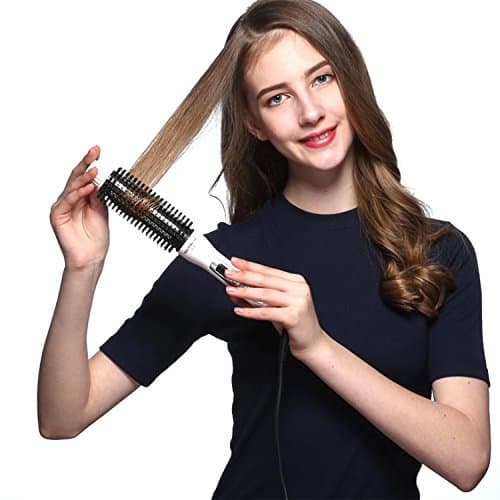 4-1 Hair Brush Dual PTC Multi-temperature Adjust Ceramic Negative Ionic Electric Hot Brush Styler For Curling, Straightening, Puffing and Combing hairs, 22mm