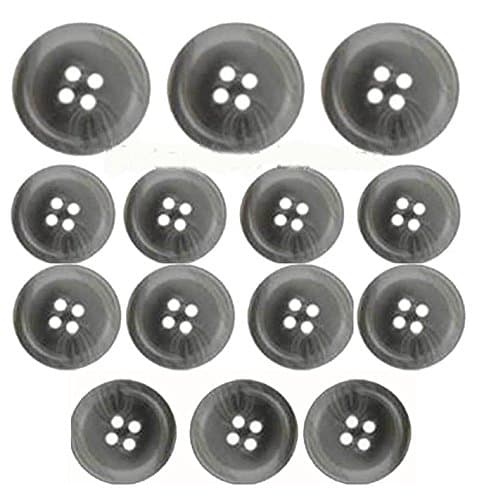 Premium Buttons- Suit and Pant Set- 14 Pieces, Medium Gray