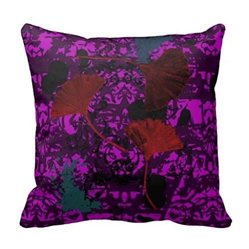 Fancy Ginkgo Grunge Square Accent Pillow Case