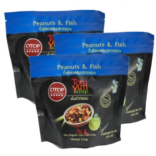 Herbal Tom Yum Crisp Penuts &amp; Fish Pack of 3 l