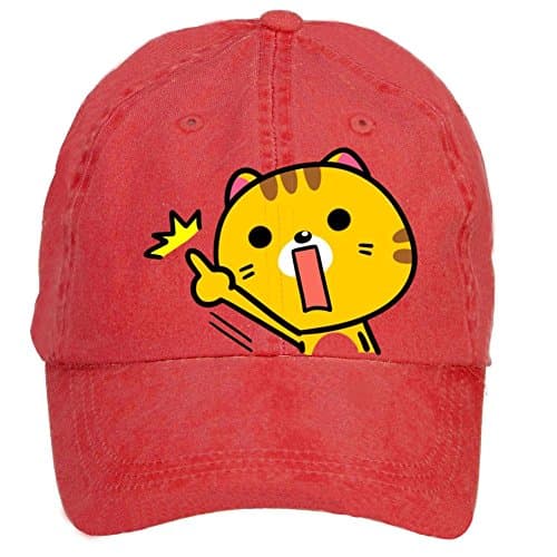Qikdg Custom Adjustable Amazing Cat Baseball Cap-Washed 100% Cotton Red