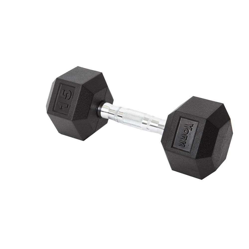 York Barbell Rubber Hex with Chrome Ergo Handle