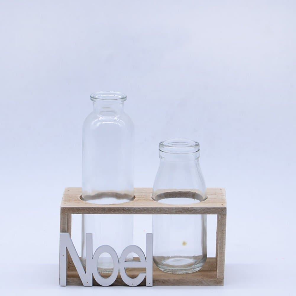 Glass Hydroponics Flower Stand ，Creativity Geometry Transparent Vase Container Hand Made Wooden Frame Desktop Flower Pot No Soil Cultivation Plant Home Gardening Flower Bracket Container Fashion Decoration Indoor Ornaments ( Size : S/2 Bottles )