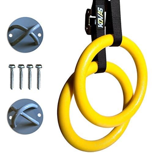 Kovas Gymnastic Rings with Adjustable Straps & Ring Mounts - Home Gym Gymnastics Equipment - Improve Fitness Strength & Balance with Body Weight Training Exercises
