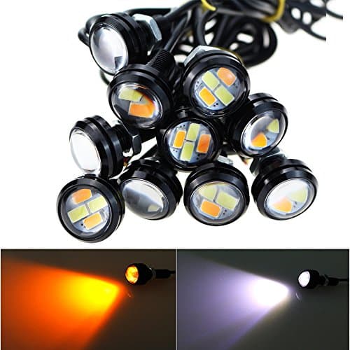 LED Eagle Eye DRL Fog Light Motorcycle Light 10pcs Turn Signal Light Daytime Running Tail Backup Light Car Motor Marker Lights (Black Shell)