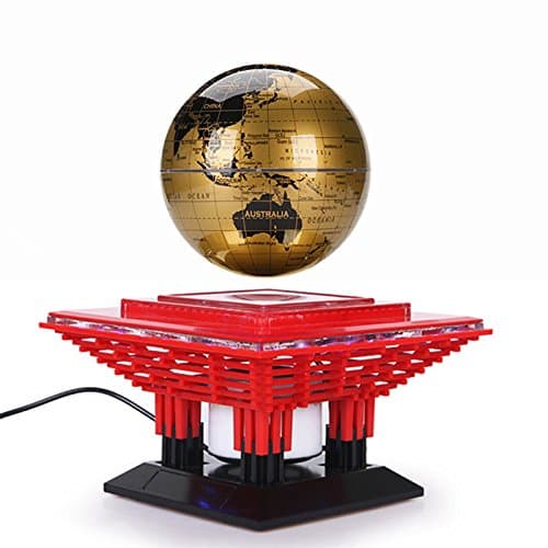 LeviTati Maglev Bluetooth Speakers 14.5cm Globe LED Light Magnetic Levitation Floating Globe anti gravity rotation (Golden)