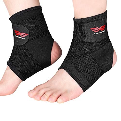 Ankle Brace，2 Pieces Breathable & Strong Ankle Support for Sprained Ankle, Injury Recovery, Ankle Compression Sleeve with Adjustable Wrap Best for Reducing Swelling & Heel Spur Pain - S/M