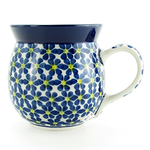 Polish Pottery 11 Ounce Bubble Handmade Mug Traditional Pattern 070-Crazy Daisy