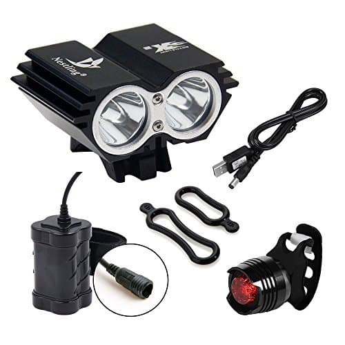 HAUYUU 5000/6600Lm U2 XML 2/3 CREE LED Mountain Cycling lights Front Bike lights Bicycle Light Headlamp Rechargable Head Lights Flashlight & 18650 Waterproof Battery Pack USB Charger and Rear Light