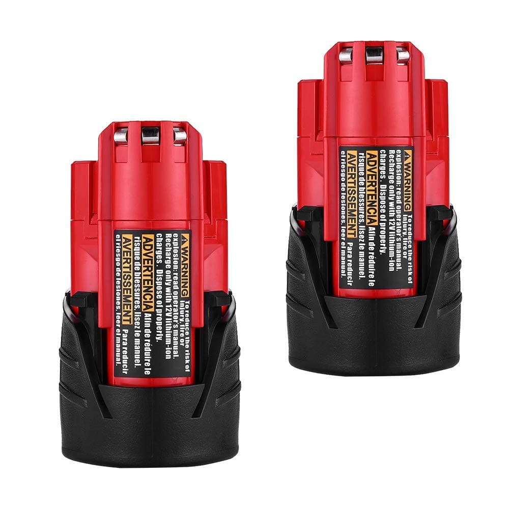 2 Pack 12V 3000mAh Lithium-ion Replacement for Milwaukee M12 48-11-2411 48-11-2420 48-11-2401 48-11-2402 48-11-2401 12-Volt M12 Cordless Tools