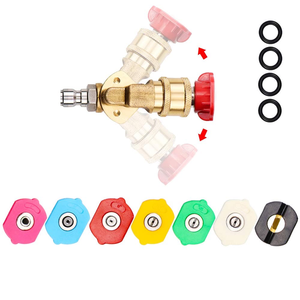 Yotako Pressure Washer Nozzles,Replacement Multiple Degrees Power Spary Tips Accessories Kit(Pivoting Coupler+4 O-Rings) 1/4 inch,4500 PSI